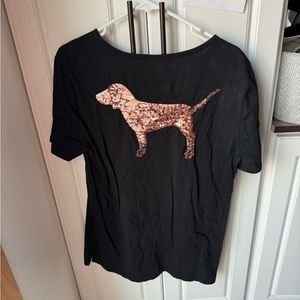 Victoria Secret Pink large bling shirt, black rose gold bling dog